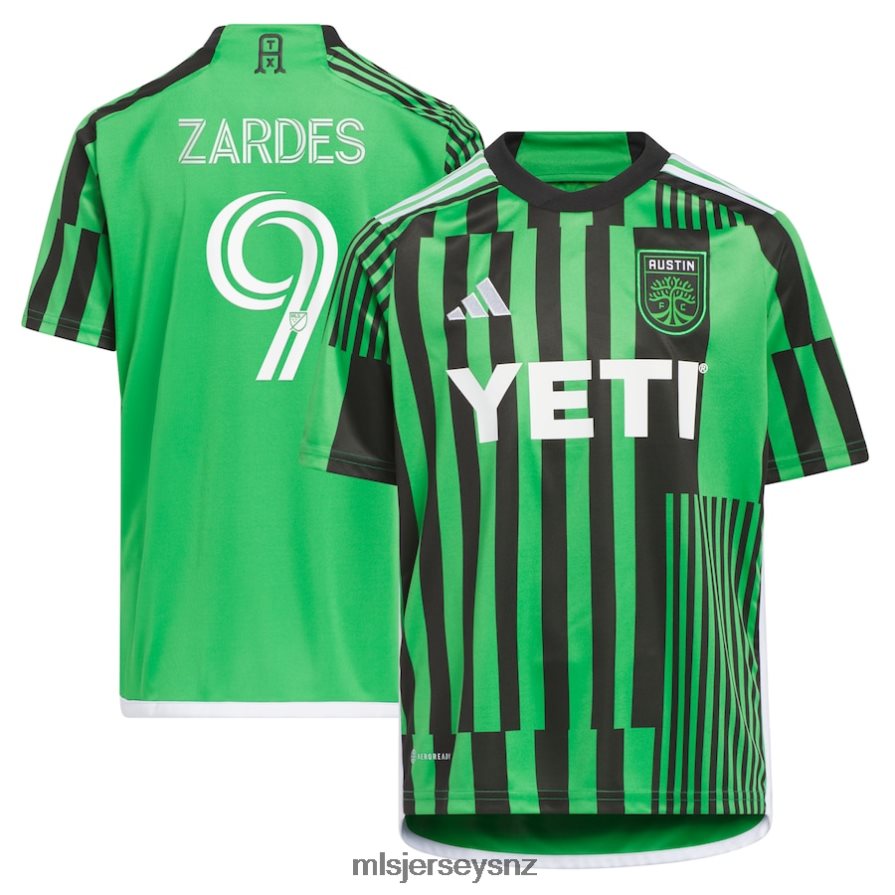 MLS Jerseys JerseyKids Austin FC Gyasi Zardes Adidas Green 2023 Las Voces Kit Replica Jersey VRX6RJ928
