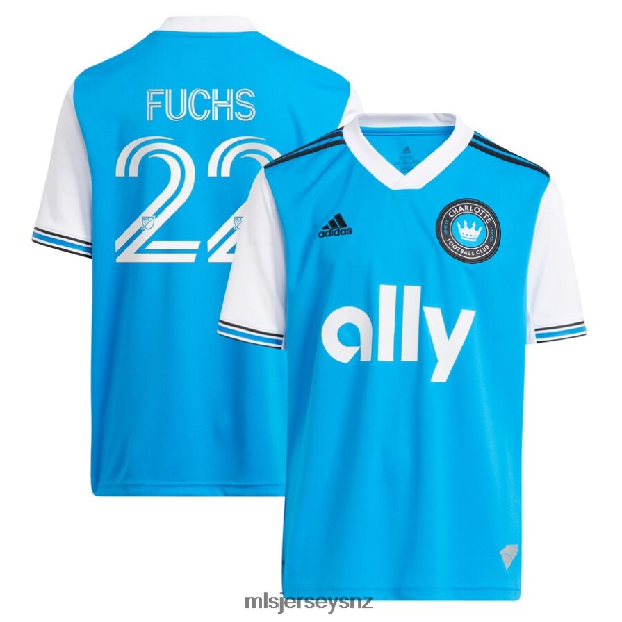 MLS Jerseys JerseyKids Charlotte FC Christian Fuchs Adidas Blue 2022 Primary Replica Player Jersey VRX6RJ1250