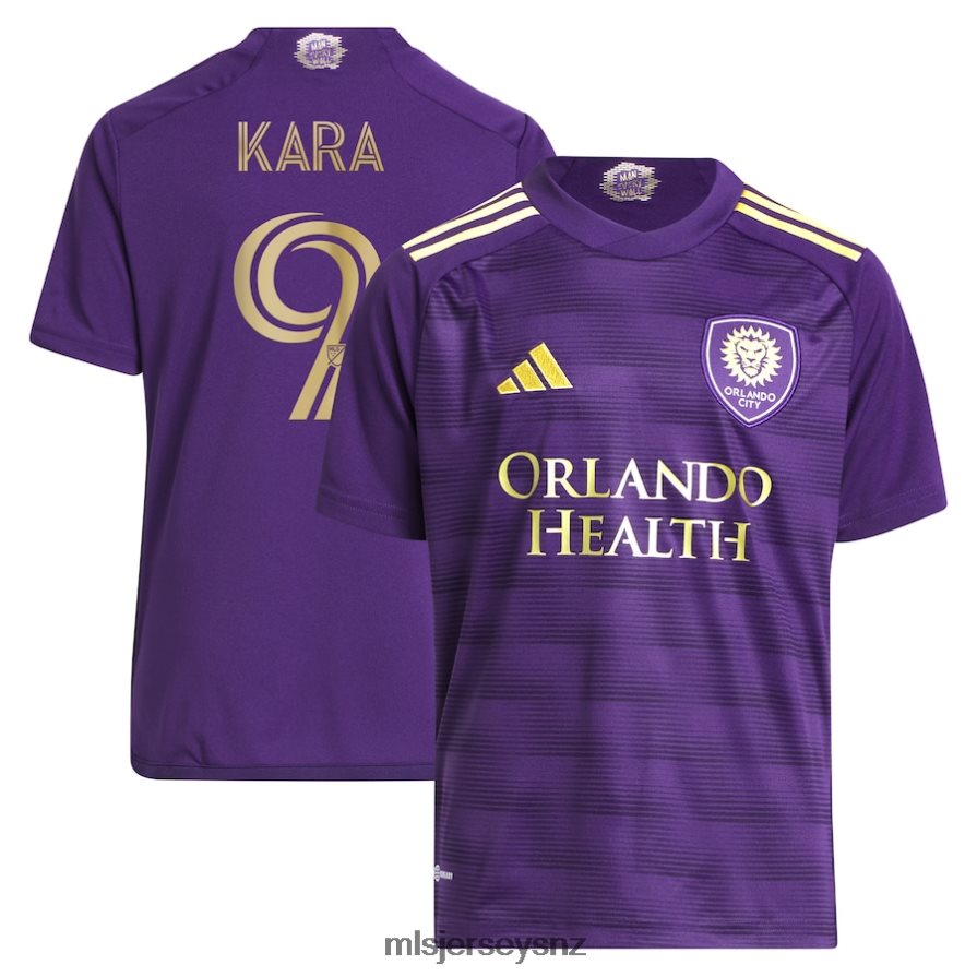 MLS Jerseys JerseyKids Orlando City SC Ercan Kara Adidas Purple 2023 The Wall Kit Replica Player Jersey VRX6RJ947
