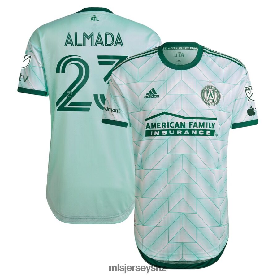 MLS Jerseys JerseyMen Atlanta United FC Thiago Almada Adidas Mint 2023 The Forest Kit Authentic Player Jersey VRX6RJ195