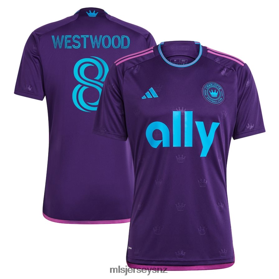 MLS Jerseys JerseyMen Charlotte FC Ashley Westwood Adidas Purple 2023 Crown Jewel Kit Replica Jersey VRX6RJ1091