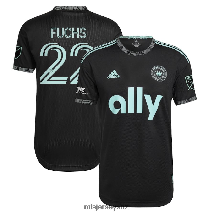 MLS Jerseys JerseyMen Charlotte FC Christian Fuchs Adidas Black 2022 Newly Minted Authentic Player Jersey VRX6RJ541