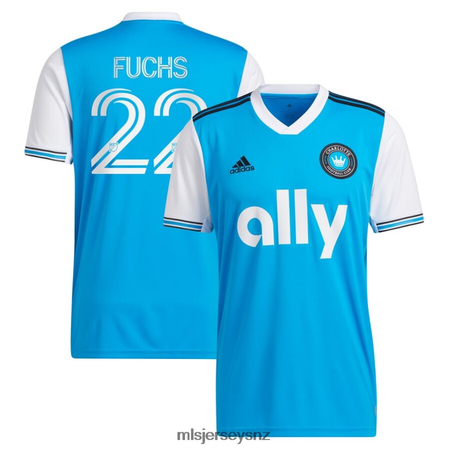 MLS Jerseys JerseyMen Charlotte FC Christian Fuchs Adidas Blue 2022 Primary Replica Player Jersey VRX6RJ419