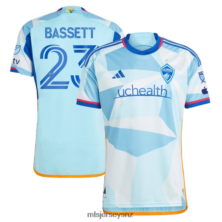 MLS Jerseys JerseyMen Colorado Rapids Cole Bassett Adidas Light Blue 2023 New Day Kit Authentic Jersey VRX6RJ727