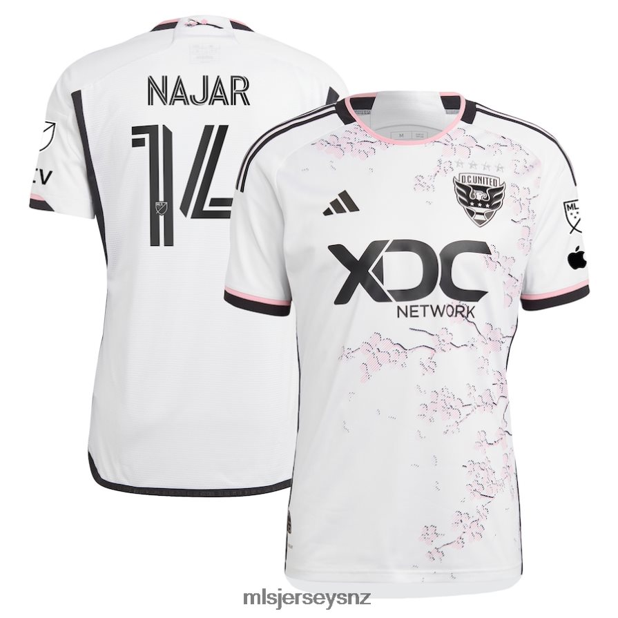 MLS Jerseys JerseyMen D.C. United Andy Najar Adidas White 2023 The Cherry Blossom Kit Authentic Player Jersey VRX6RJ906