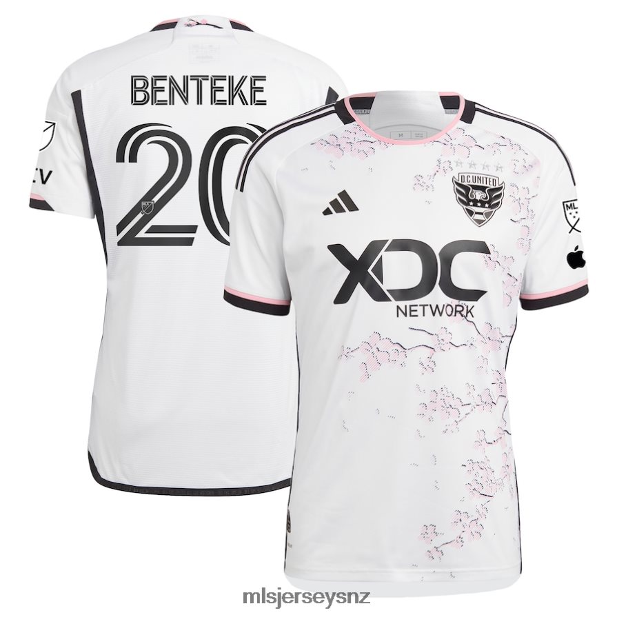 MLS Jerseys JerseyMen D.C. United Christian Benteke Adidas White 2023 The Cherry Blossom Kit Authentic Player Jersey VRX6RJ816