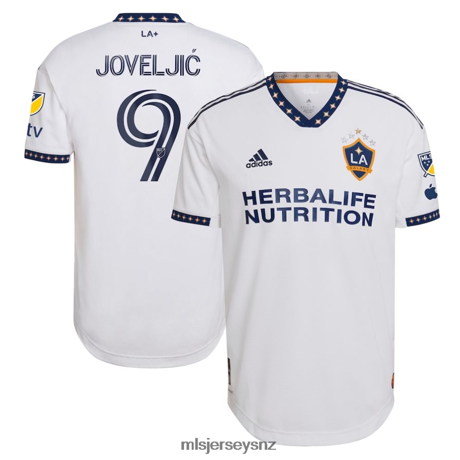 MLS Jerseys JerseyMen LA Galaxy Dejan Joveljic Adidas White 2023 City of Dreams Kit Authentic Jersey VRX6RJ376