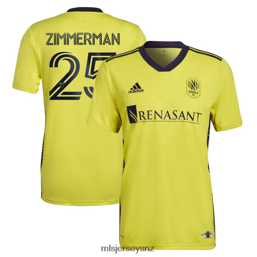 MLS Jerseys JerseyMen Nashville SC Walker Zimmerman Adidas Yellow 2022 The Homecoming Kit Replica Player Jersey VRX6RJ484