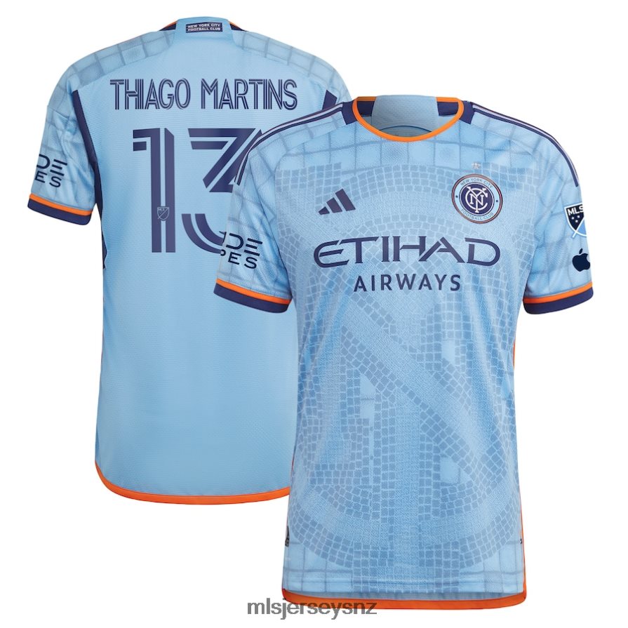 MLS Jerseys JerseyMen New York City FC Thiago Martins Adidas Light Blue 2023 The Interboro Kit Authentic Player Jersey VRX6RJ785