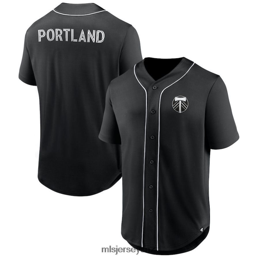 MLS Jerseys JerseyMen Portland Timbers Fanatics Branded Black Third Period Fashion Baseball Button-Up Jersey VRX6RJ165