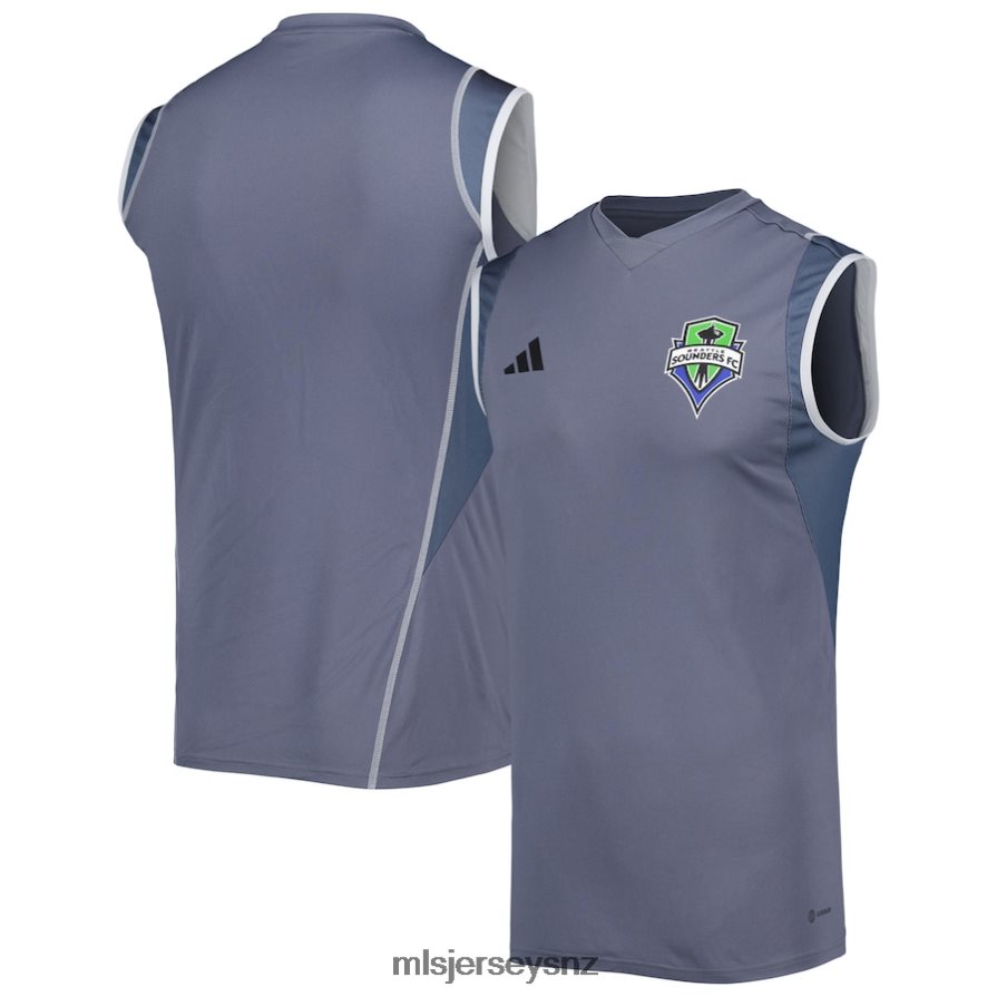 MLS Jerseys JerseyMen Seattle Sounders FC Adidas Gray 2023 On-Field Sleeveless Training Jersey VRX6RJ384
