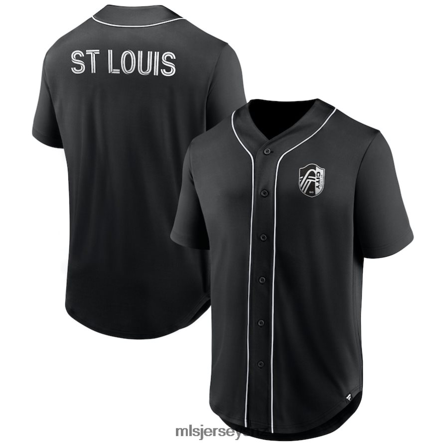 MLS Jerseys JerseyMen St. Louis City SC Fanatics Branded Black Third Period Fashion Baseball Button-Up Jersey VRX6RJ76