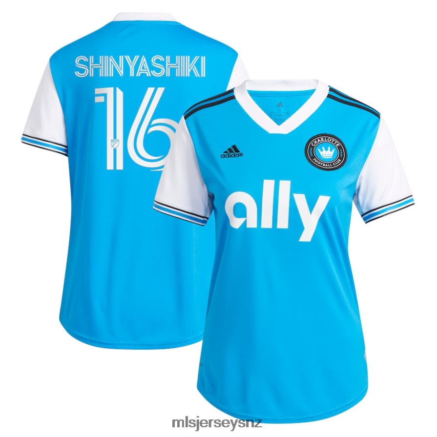 MLS Jerseys JerseyWomen Charlotte FC Andre Shinyashiki Adidas Blue 2022 Primary Replica Player Jersey VRX6RJ762